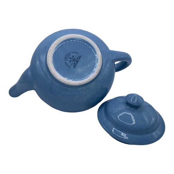 light blue mini ceramic teapot Homer Laughlin USA lead free - Picture 7 of 8